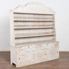 19th Century Swedish White Pine Display Cabinet with Large Plate Rack
