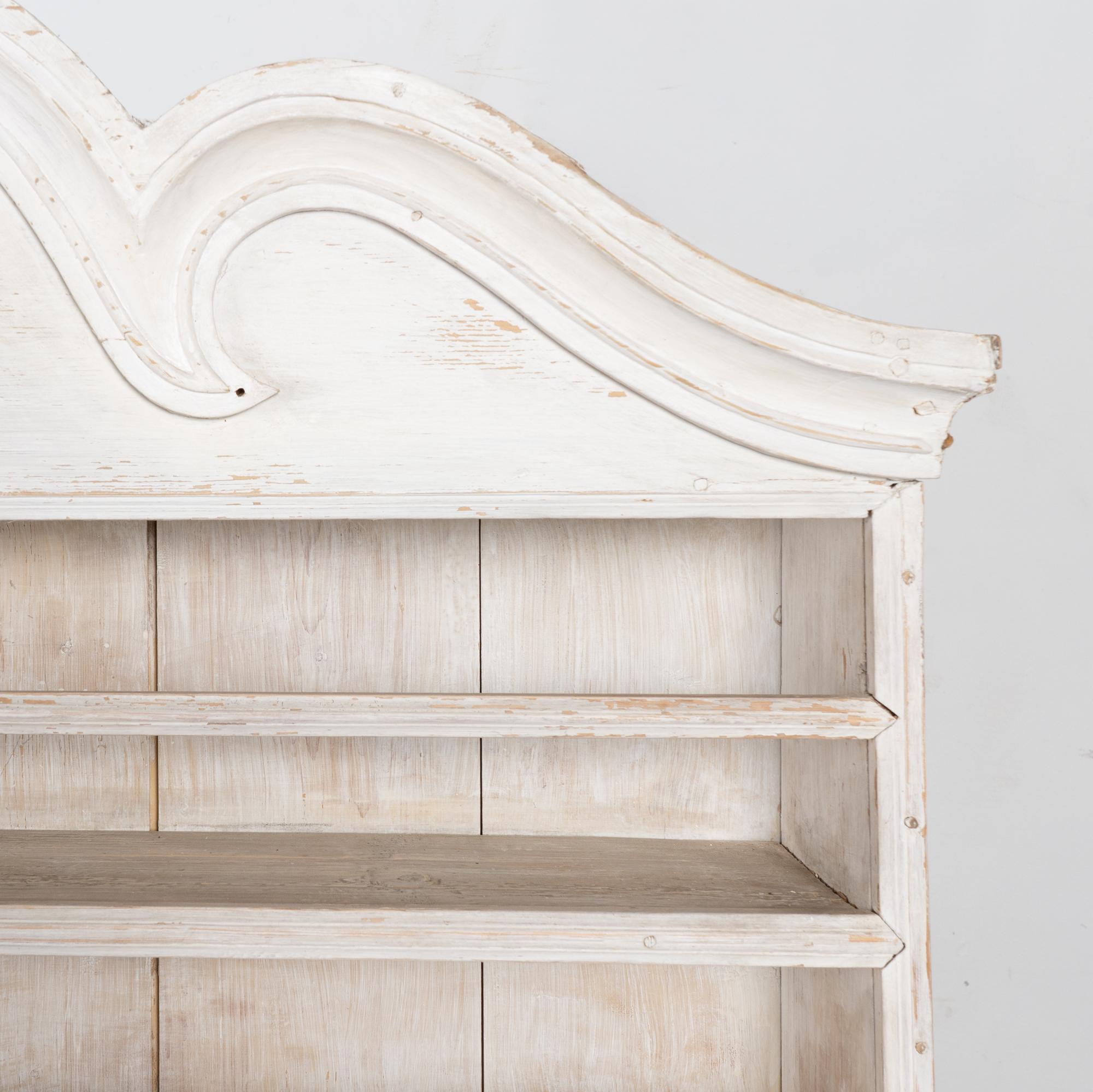 19th Century Swedish White Pine Display Cabinet with Large Plate Rack For Sale 3