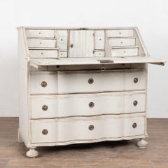 19th Century Swedish White Rococo Secretary Bureau