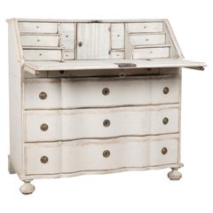 19th Century Swedish White Rococo Secretary Bureau