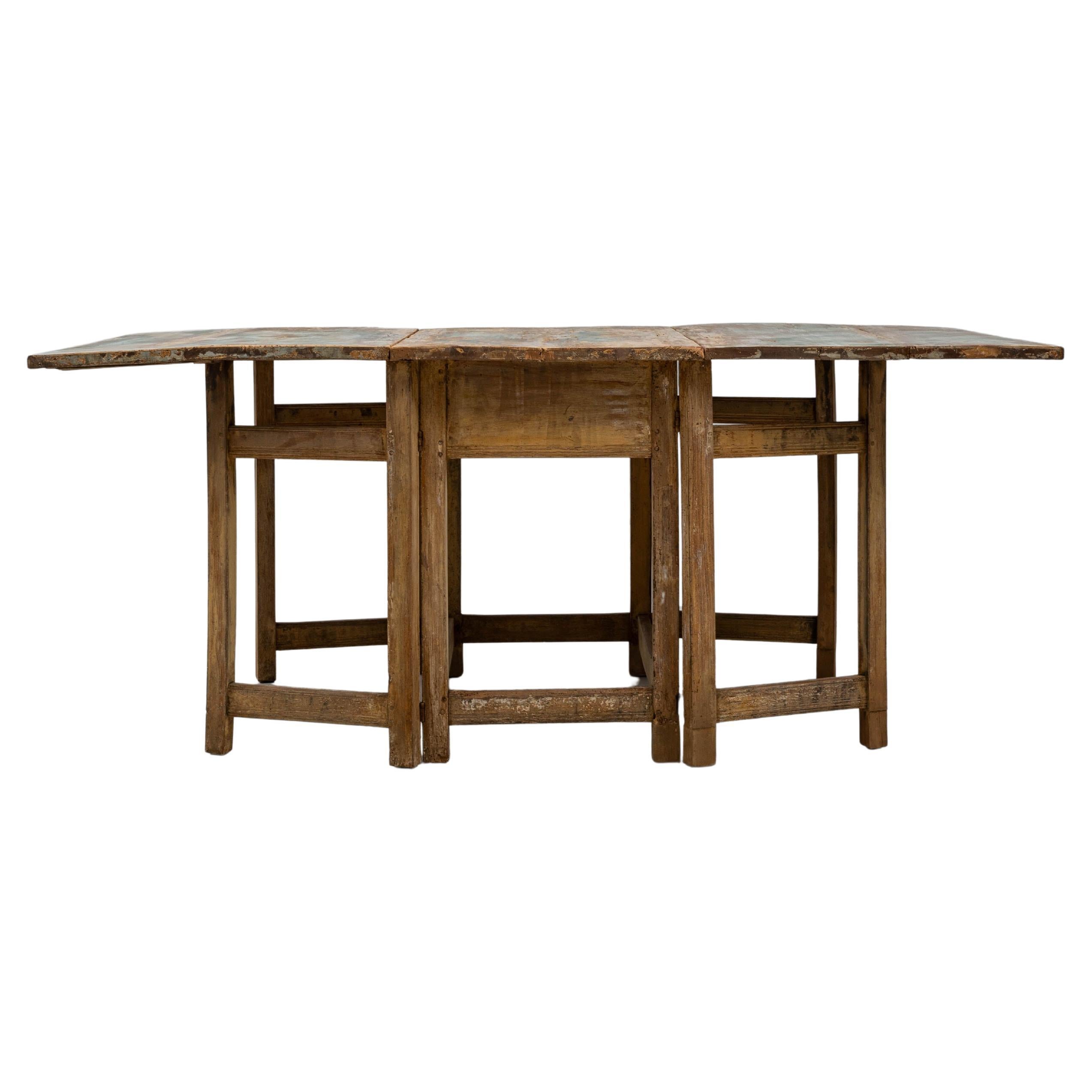 19th Century Swedish Wood Patinated Drop Leaf Table
