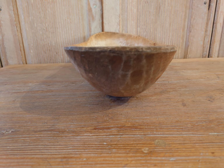 Pine 19th Century Swedish Wooden bowl dated 1868 For Sale