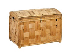 19th century Swedish woven pine dome top trunk