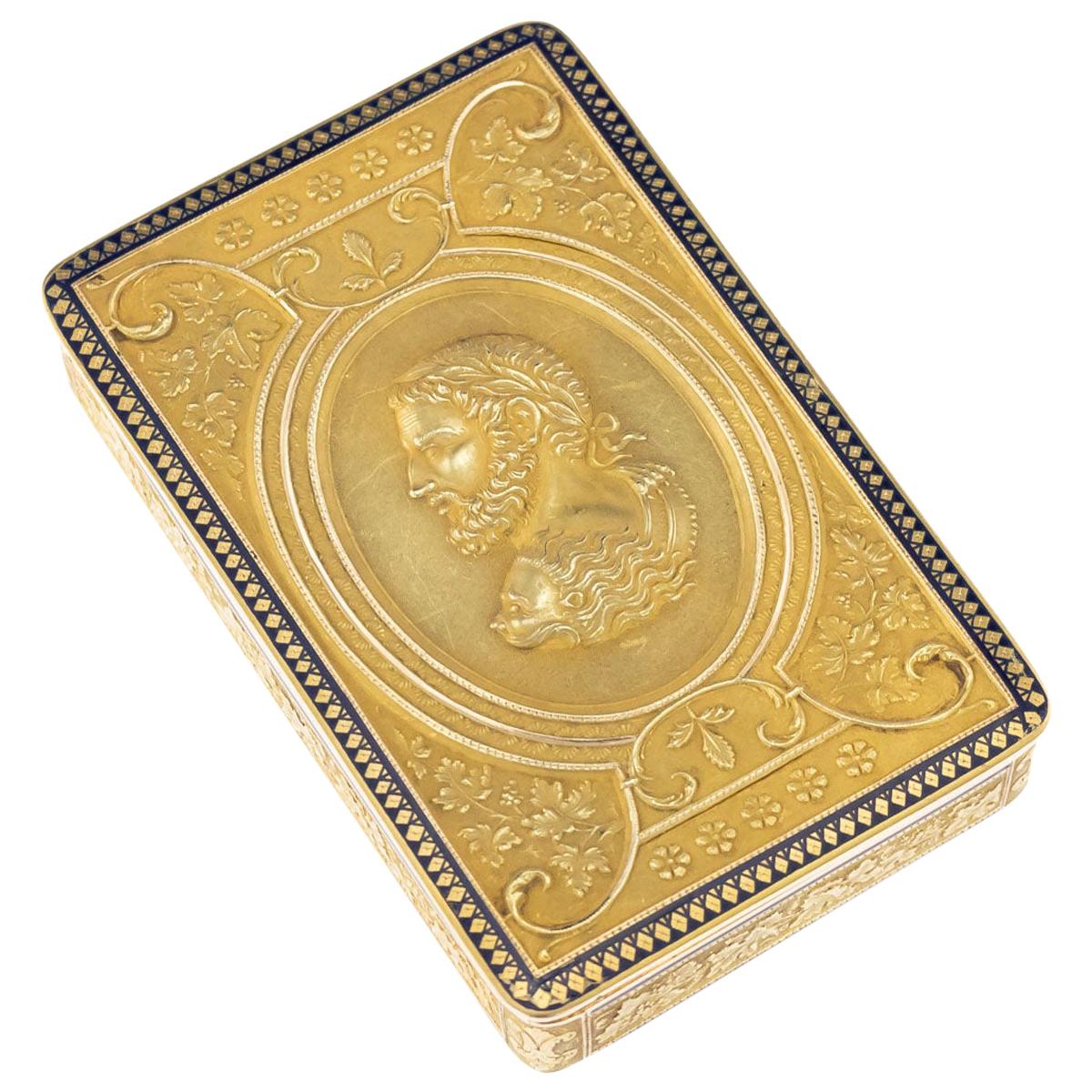 19th Century Swiss 18 Karat Gold and Enamel Snuff Box, Geneva, circa 1800