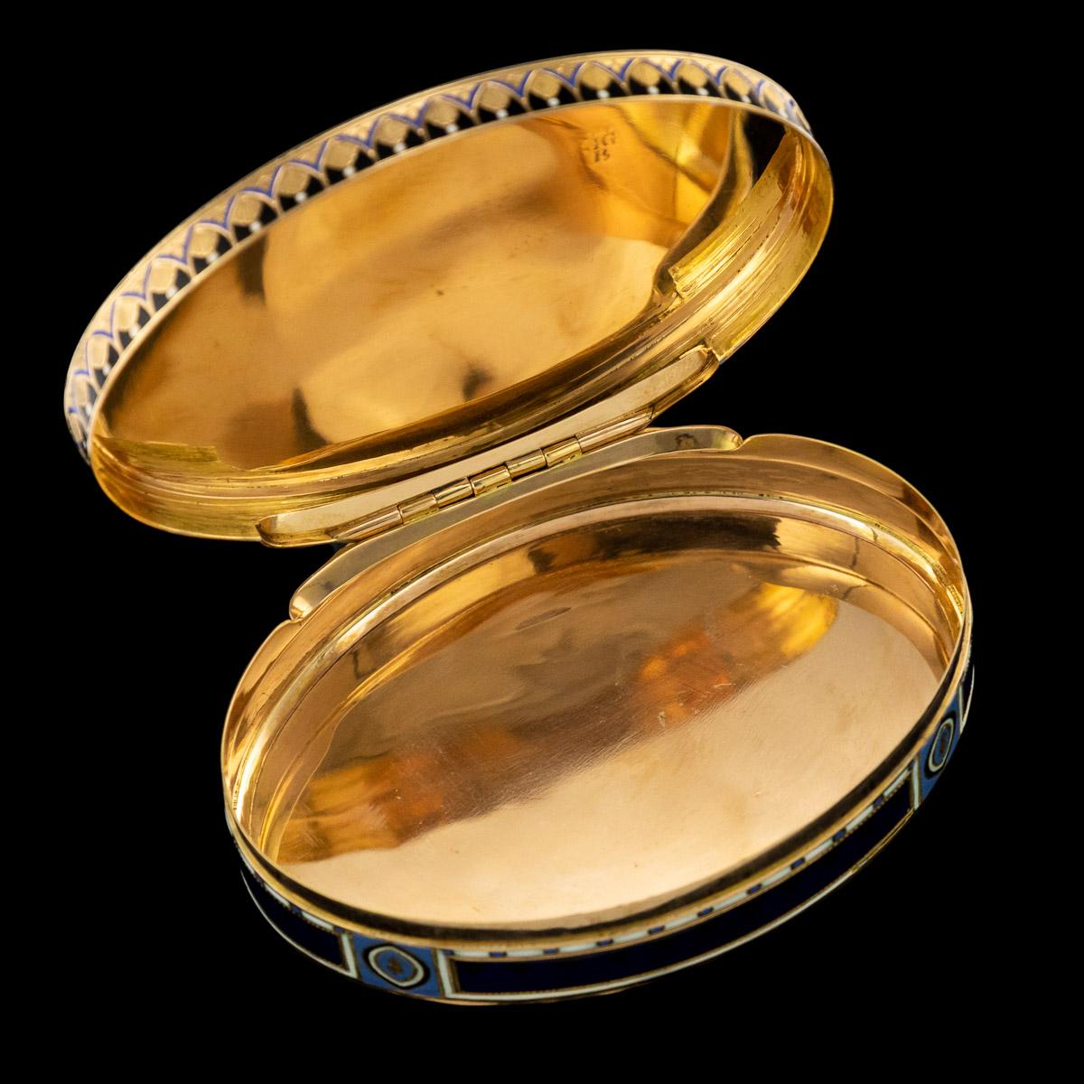 Early 19th Century 19th Century Swiss 18-Karat Gold and Enamel Snuff Box, Guidon, Gide and Blondet
