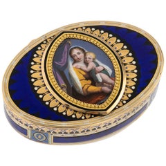 Antique 19th Century Swiss 18-Karat Gold and Enamel Snuff Box, Guidon, Gide and Blondet