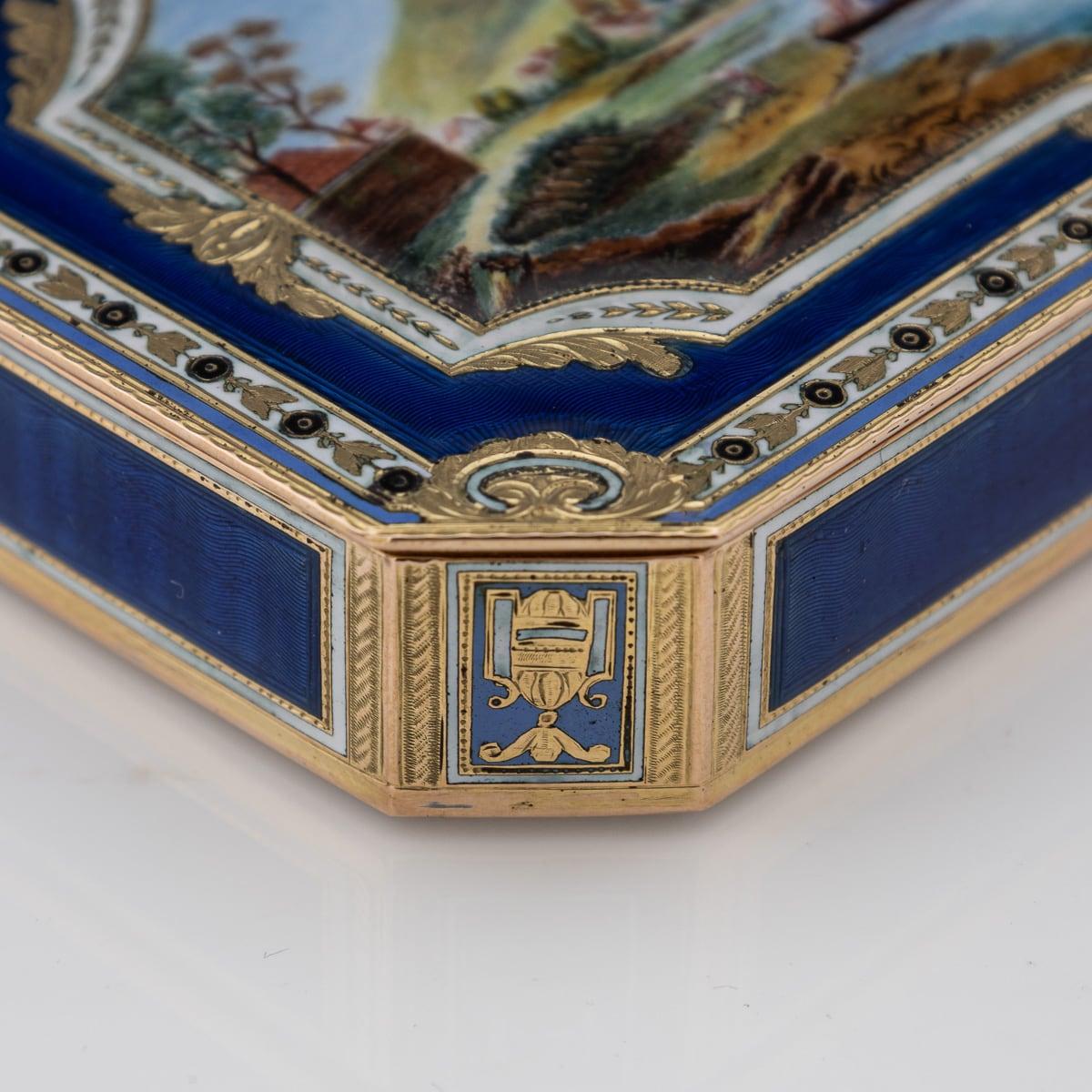 19th Century Swiss 18K Gold & Enamel Snuff Box, Guidon, Remond, Gide c.1800 6