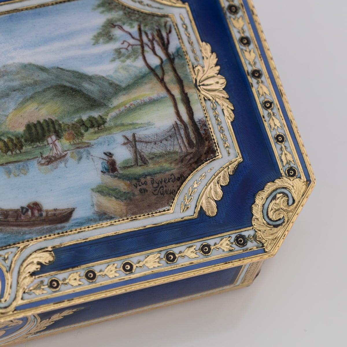 19th Century Swiss 18K Gold & Enamel Snuff Box, Guidon, Remond, Gide c.1800 11