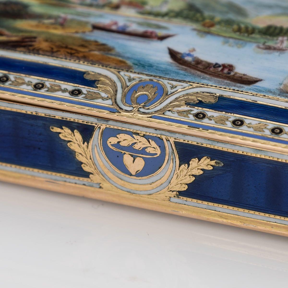 19th Century Swiss 18K Gold & Enamel Snuff Box, Guidon, Remond, Gide c.1800 5