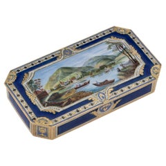 19th Century Swiss 18K Gold & Enamel Snuff Box, Guidon, Remond, Gide c.1800
