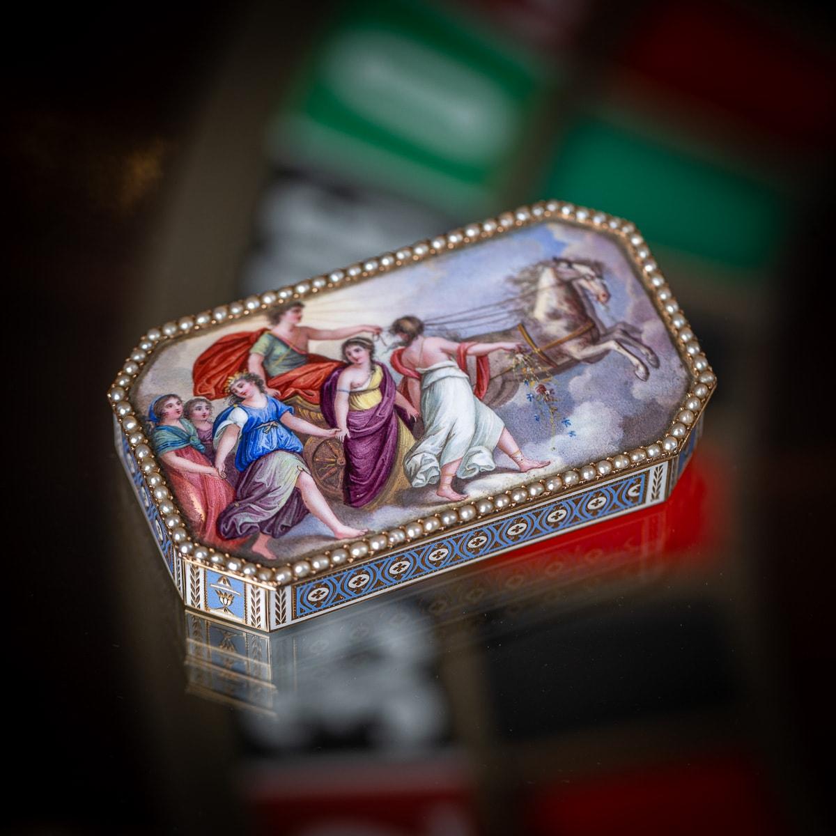 Other 19th Century Swiss 18K Gold & Enamel Snuff Box, Guidon, Remond, Gide & Co c.1800