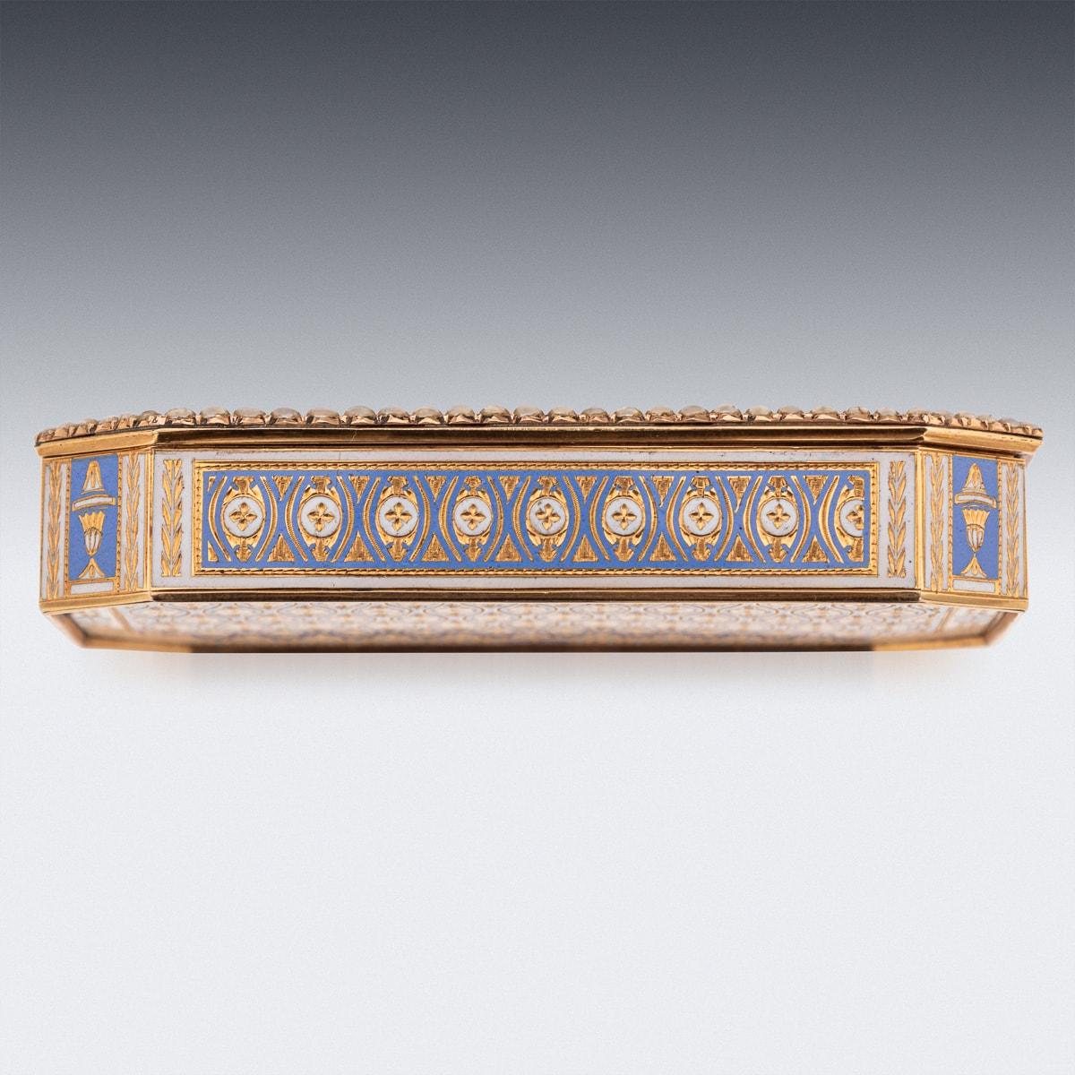 Early 19th Century 19th Century Swiss 18K Gold & Enamel Snuff Box, Guidon, Remond, Gide & Co c.1800 For Sale