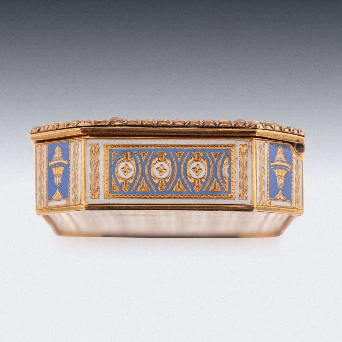 Début du XIXe siècle Tabatière suisse du 19ème siècle en or 18 carats et émail, Guidon, Remond, Gide & Co vers 1800 en vente