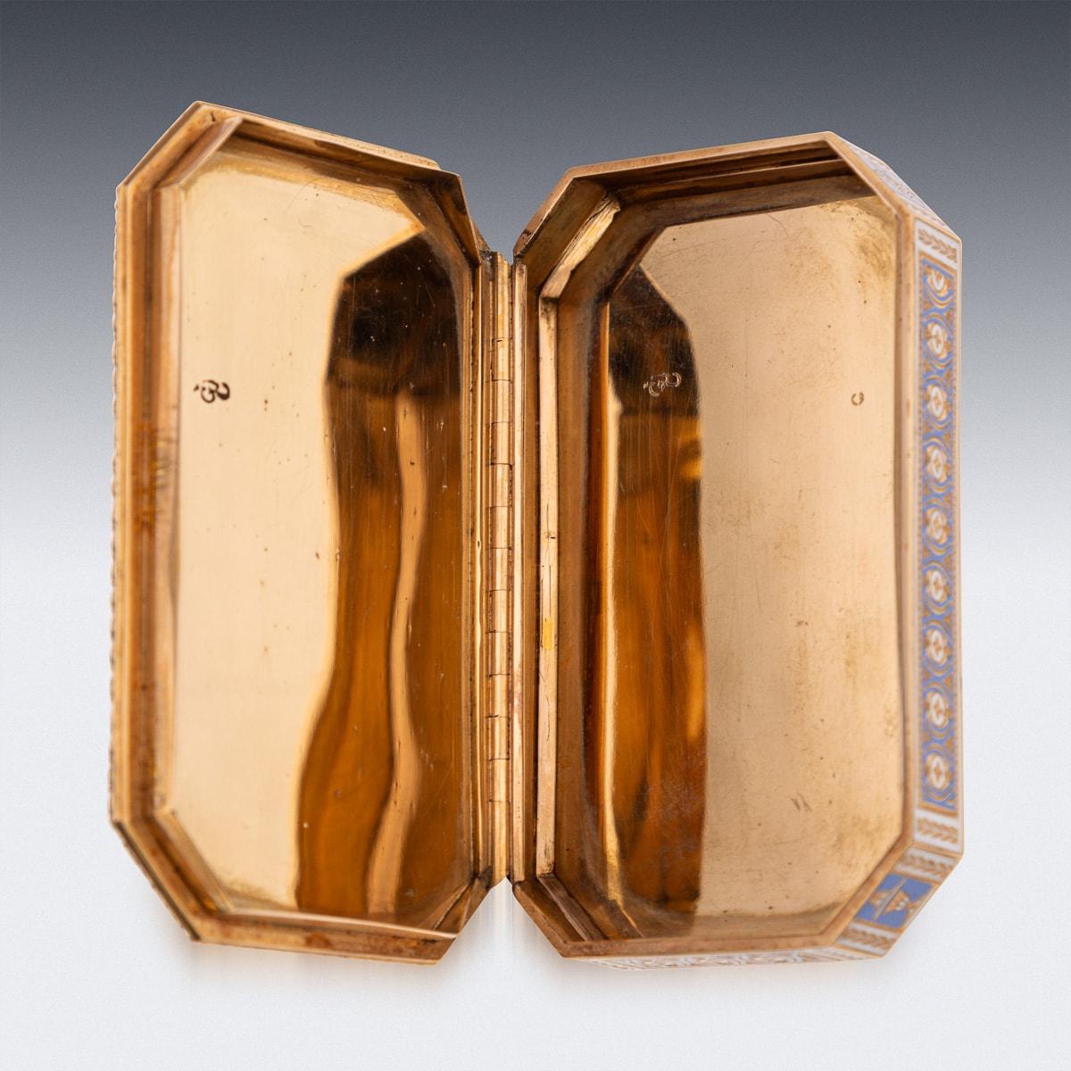 19th Century Swiss 18K Gold & Enamel Snuff Box, Guidon, Remond, Gide & Co c.1800 For Sale 4