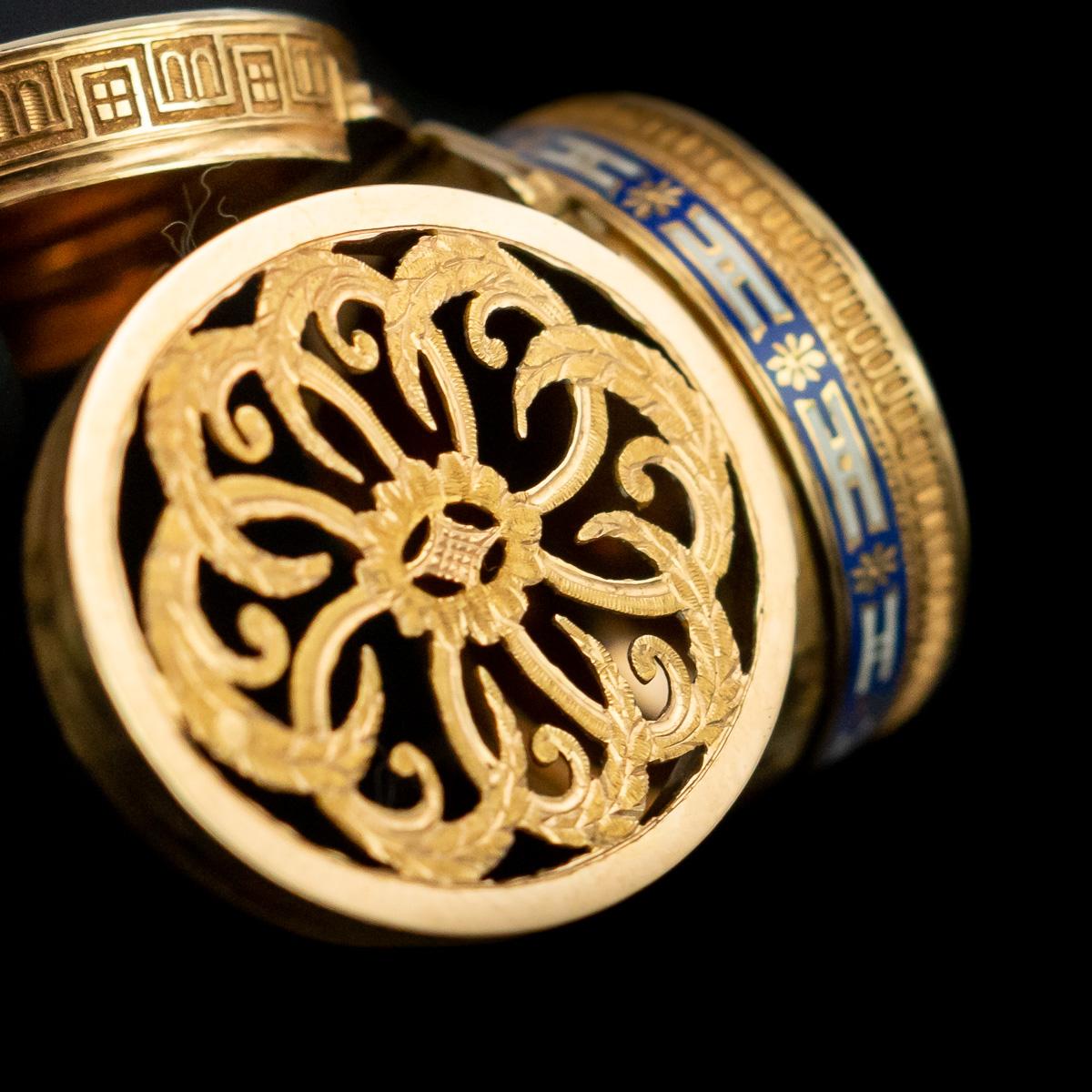 19th Century Swiss 18k Gold & Enamel Vinaigrette by Jean-Georges Rémond, c. 1800 8