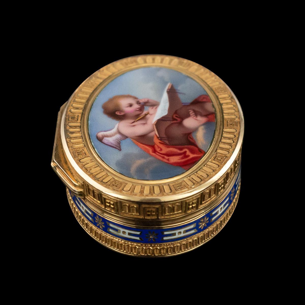 19th Century Swiss 18k Gold & Enamel Vinaigrette by Jean-Georges Rémond, c. 1800 In Good Condition In Royal Tunbridge Wells, Kent