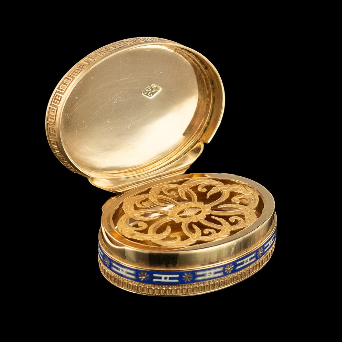 19th Century Swiss 18k Gold & Enamel Vinaigrette by Jean-Georges Rémond, c. 1800 5