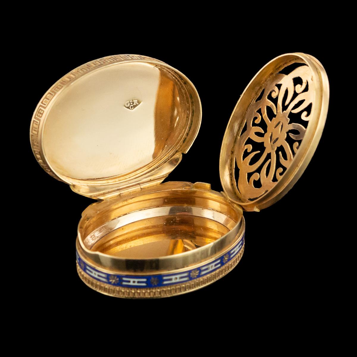 19th Century Swiss 18k Gold & Enamel Vinaigrette by Jean-Georges Rémond, c. 1800 6