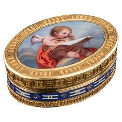 Antique 19th Century Swiss 18k Gold & Enamel Vinaigrette by Jean-Georges Rémond, c. 1800