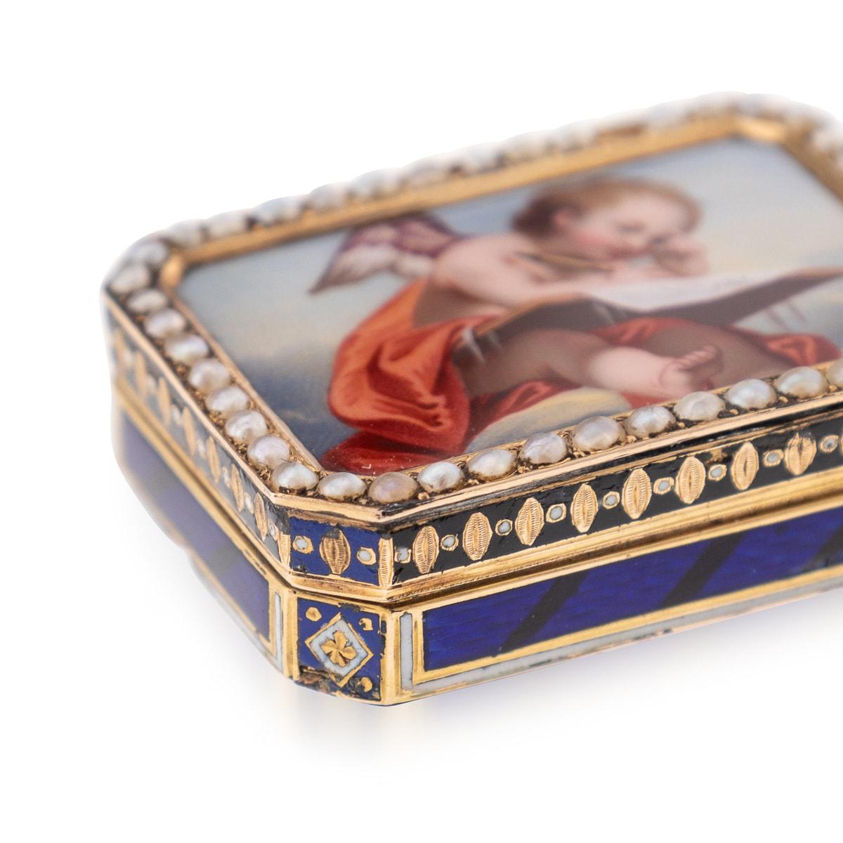 Vinaigrette suisse en or 18 carats et émail du XIXe siècle, Jean-Georges Rémond c.C. en vente 5