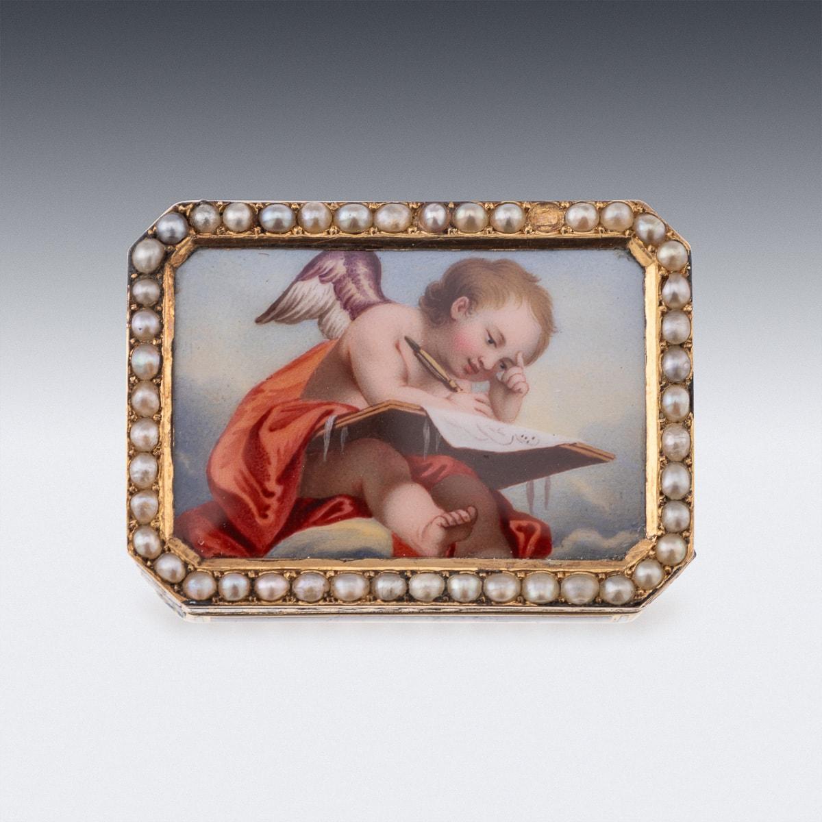 Autre Vinaigrette suisse en or 18 carats et émail du XIXe siècle, Jean-Georges Rémond c.C. en vente