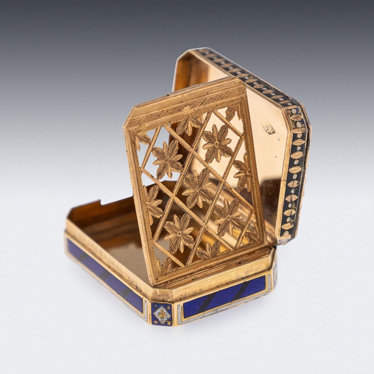 Vinaigrette suisse en or 18 carats et émail du XIXe siècle, Jean-Georges Rémond c.C. en vente 1