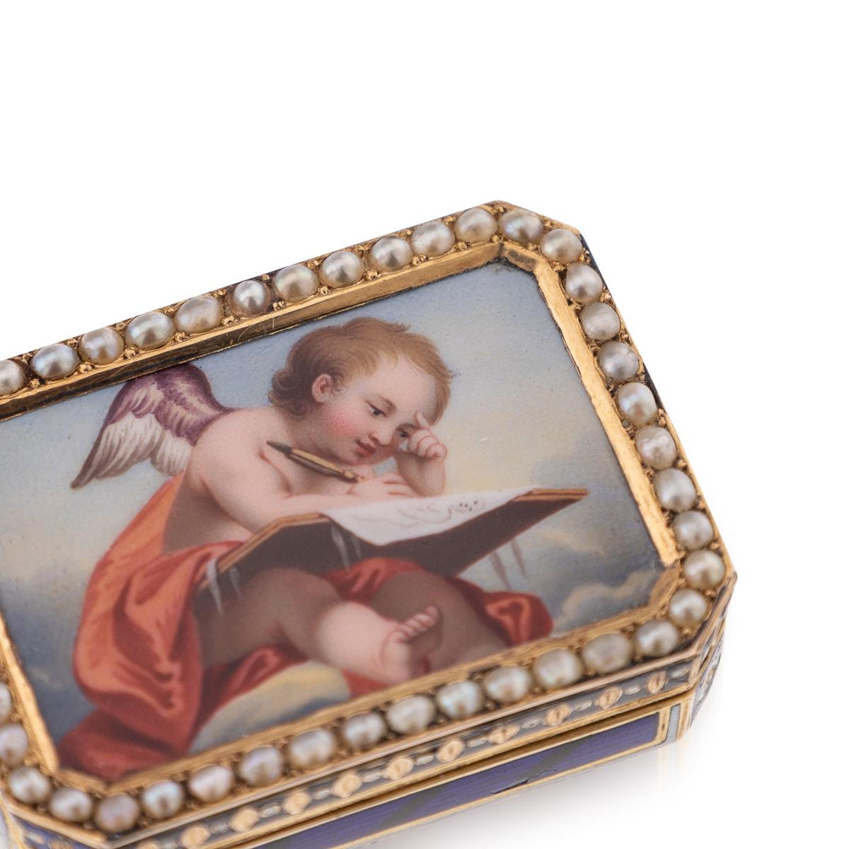 Vinaigrette suisse en or 18 carats et émail du XIXe siècle, Jean-Georges Rémond c.C. en vente 2