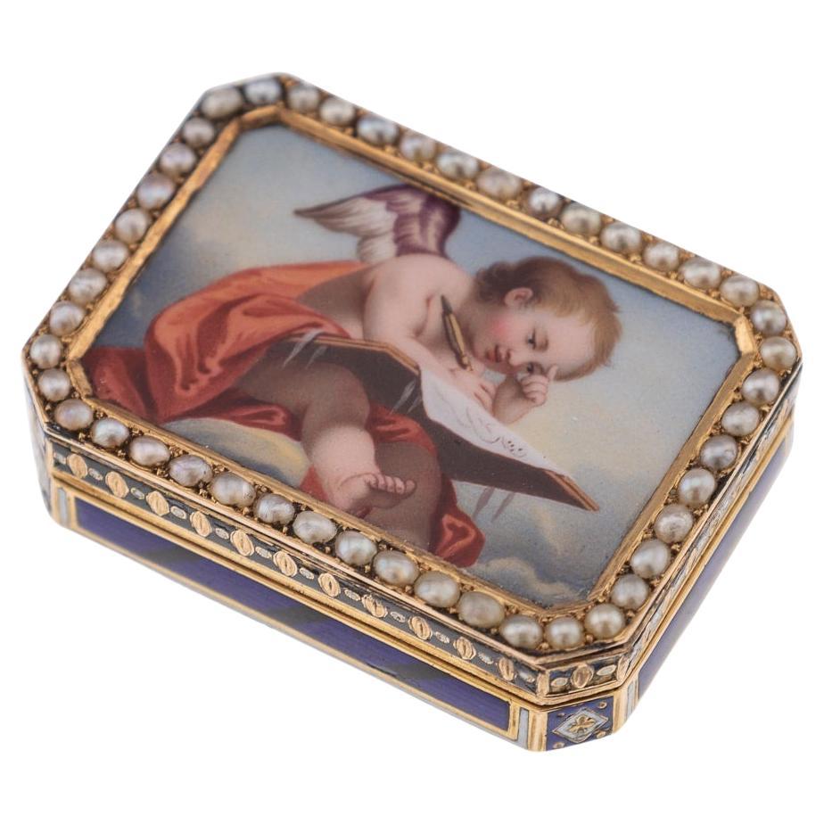 Vinaigrette in oro e smalto svizzero del XIX secolo, Jean-Georges Rémond C.C.