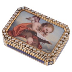 19th Century Swiss 18K Gold & Enamel Vinaigrette, Jean-Georges Rémond c.1800