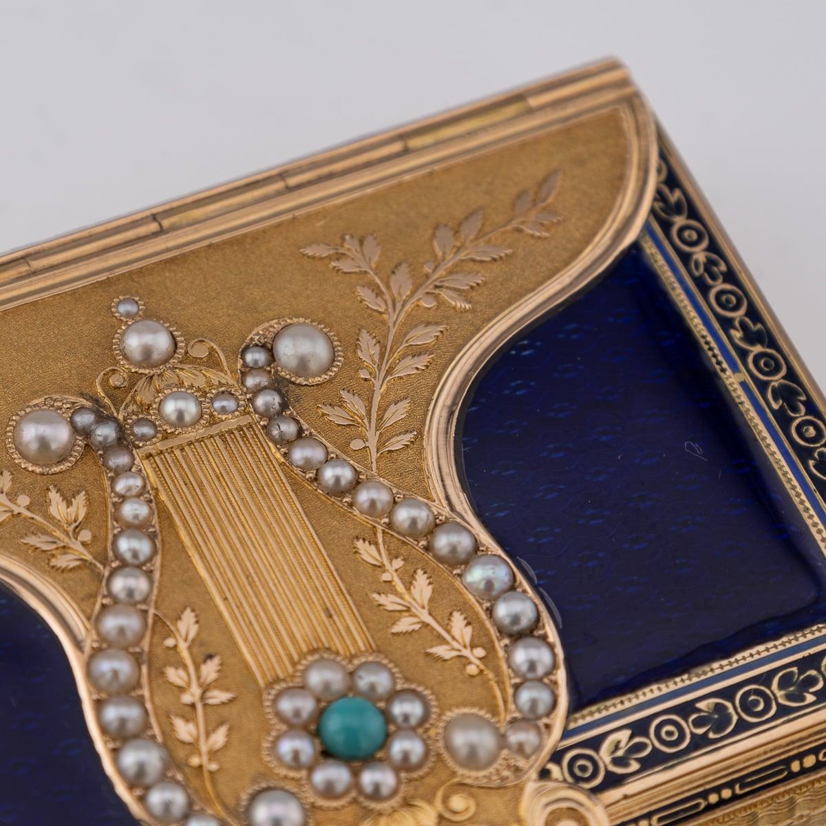 Scatola musicale in oro 18 carati e smalto del XIX secolo, Remond c.1800 in vendita 4