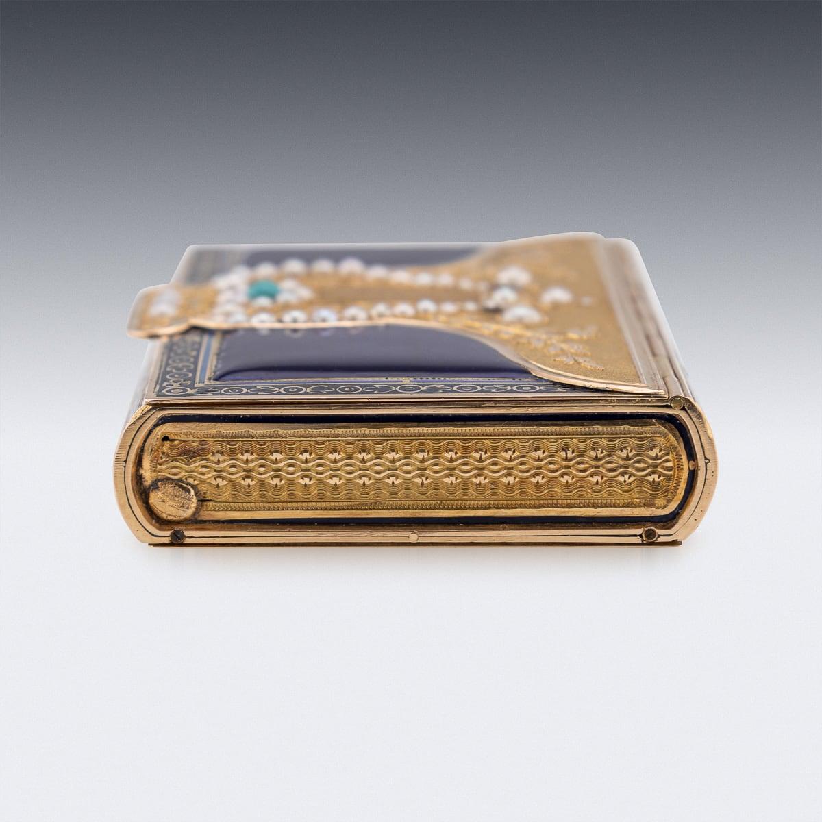 Oro Scatola musicale in oro 18 carati e smalto del XIX secolo, Remond c.1800 in vendita
