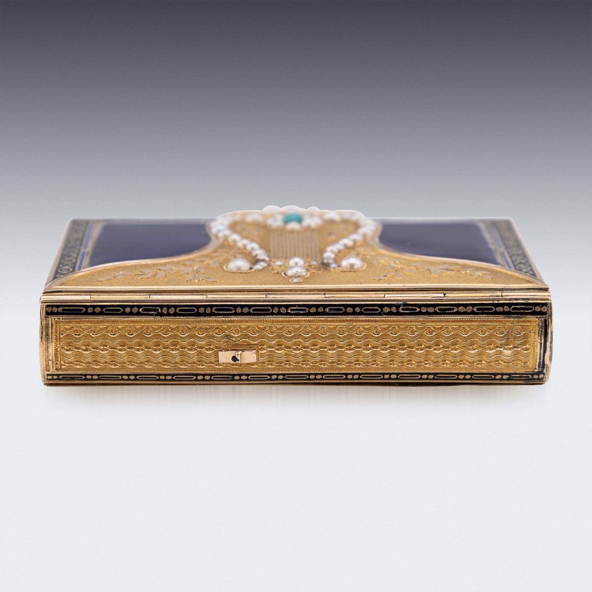 Scatola musicale in oro 18 carati e smalto del XIX secolo, Remond c.1800 in vendita 1