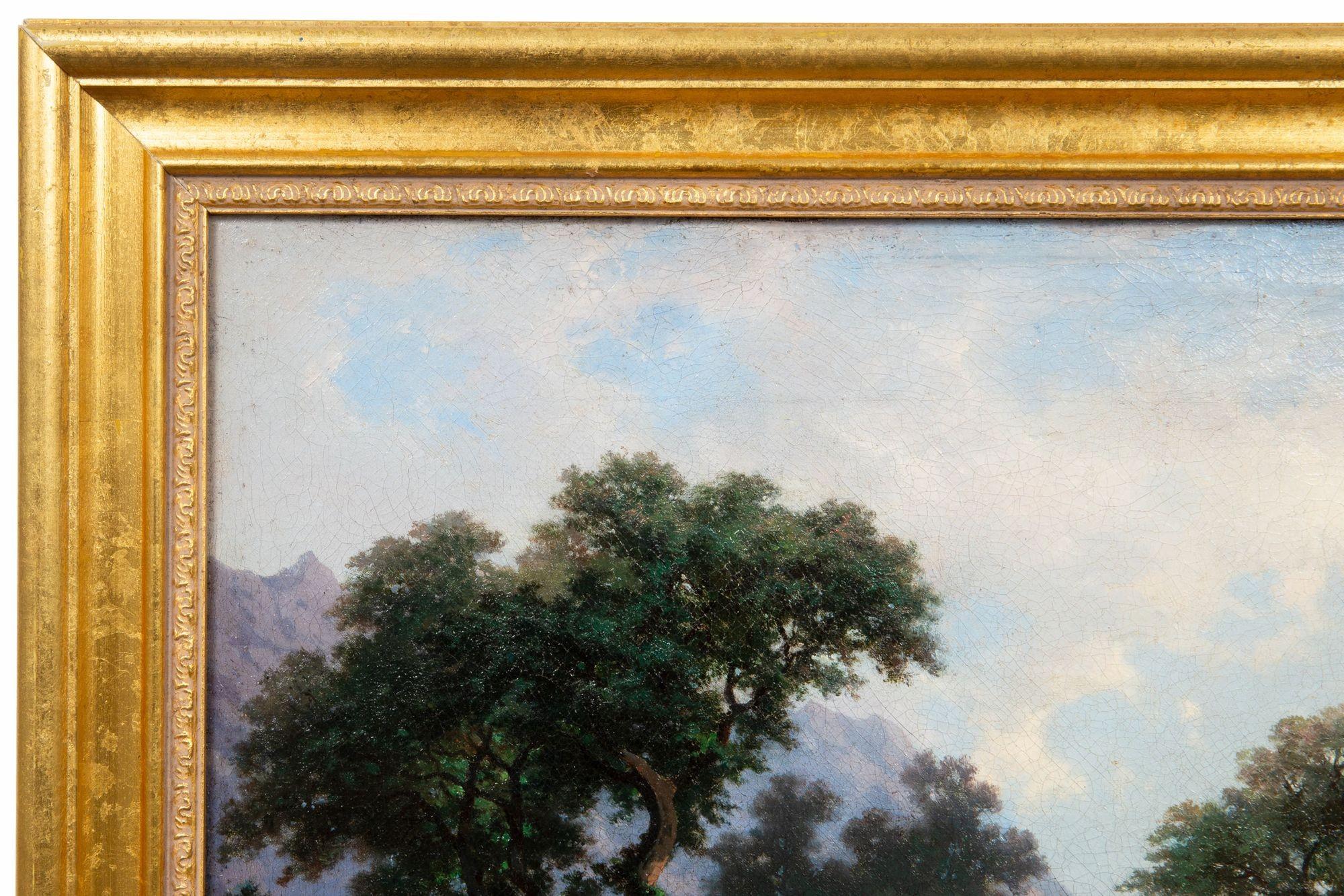 Antikes Schweizer Ölgemälde von Bergen aus dem 19. Jahrhundert von Francois Niederhausern im Angebot 13