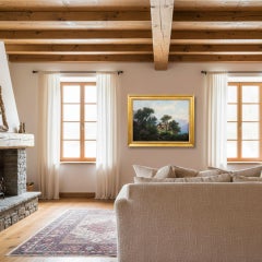 19th Century Swiss Antique Oil Painting of Mountains by Francois Niederhausern