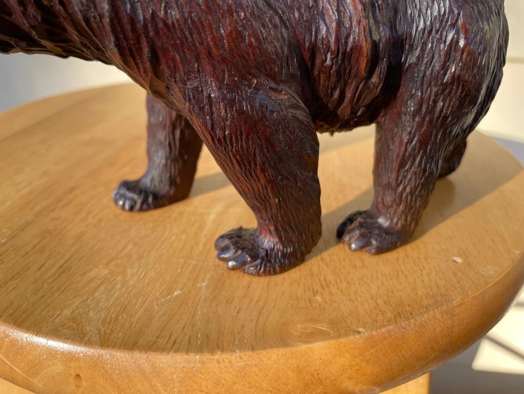 19th Century Swiss Black Forest Carved and Stained Walnut Bear For Sale 5
