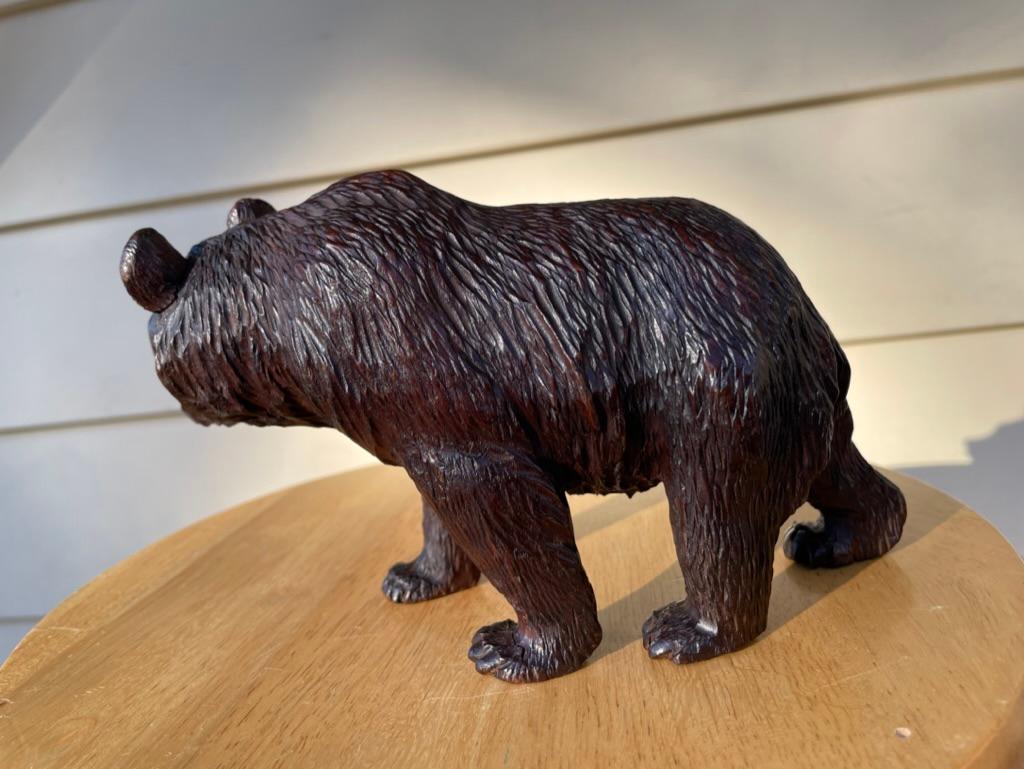 19th Century Swiss Black Forest Carved and Stained Walnut Bear For Sale 6