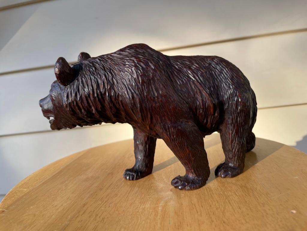19th Century Swiss Black Forest Carved and Stained Walnut Bear For Sale 7