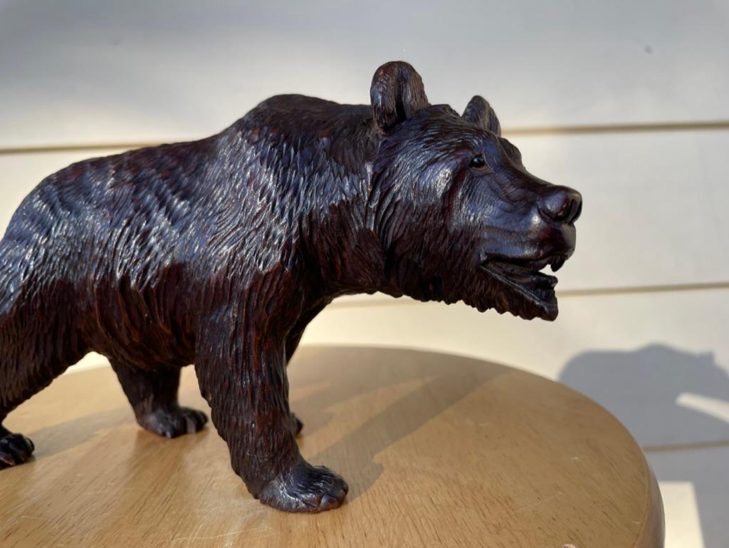 19th Century Swiss Black Forest Carved and Stained Walnut Bear For Sale 8