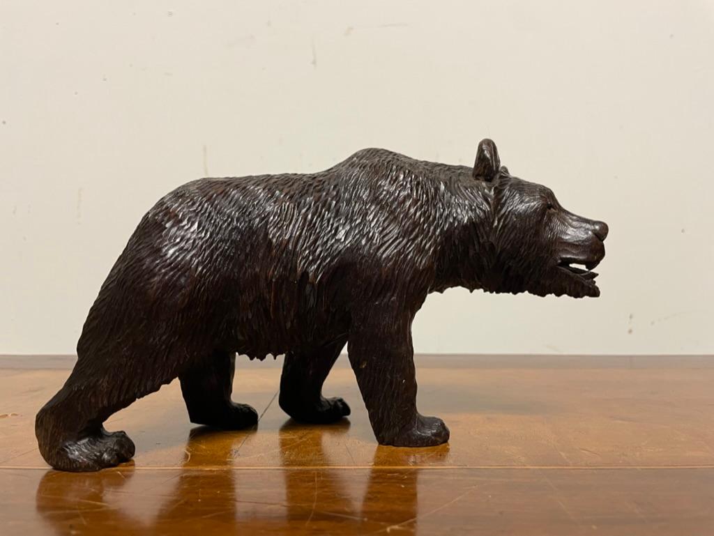 19th Century Swiss Black Forest Carved and Stained Walnut Bear For Sale 9