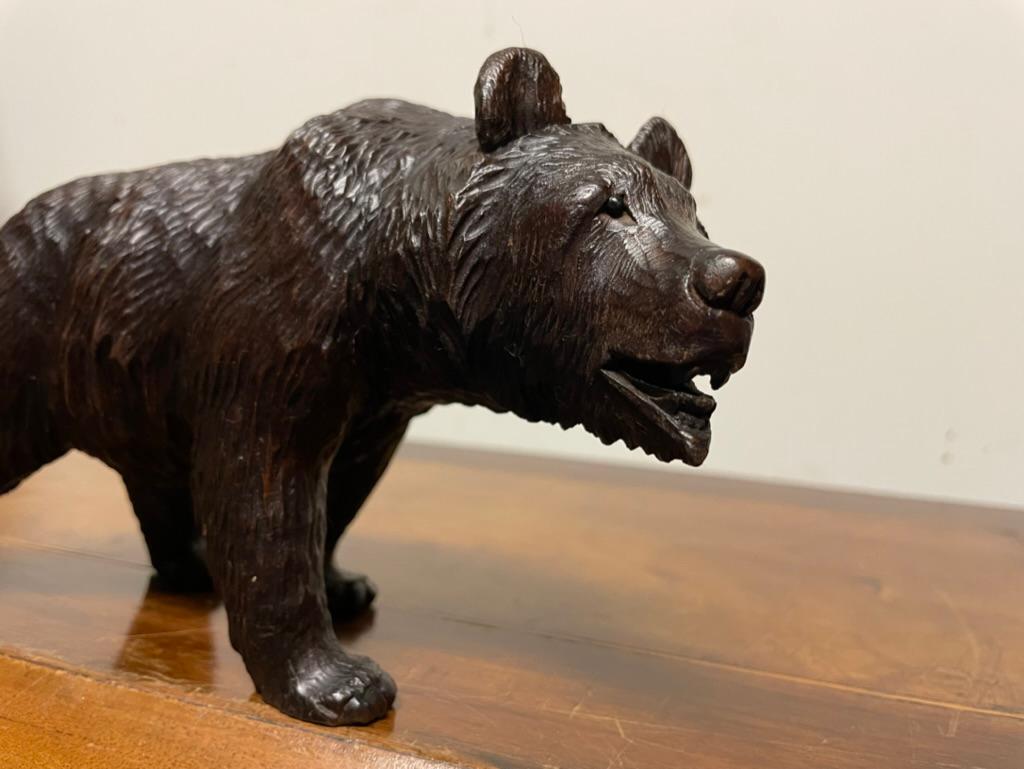 19th Century Swiss Black Forest Carved and Stained Walnut Bear For Sale 10