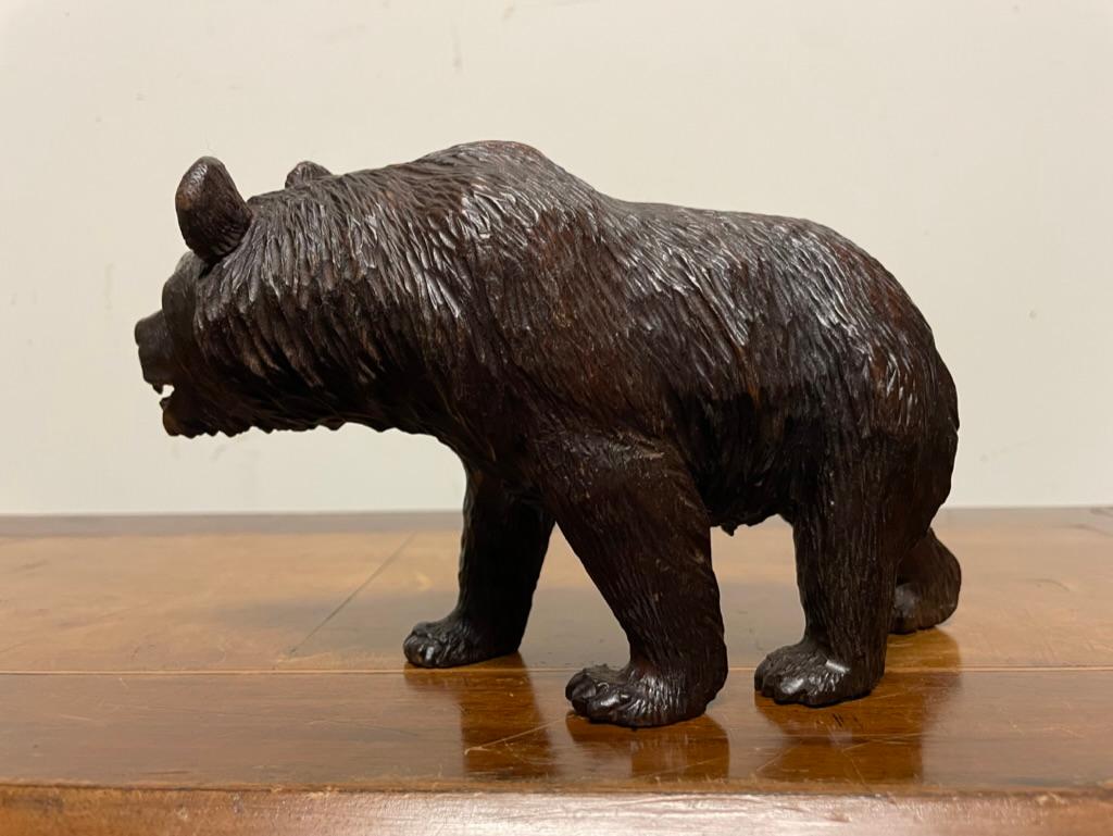 19th Century Swiss Black Forest Carved and Stained Walnut Bear For Sale 11