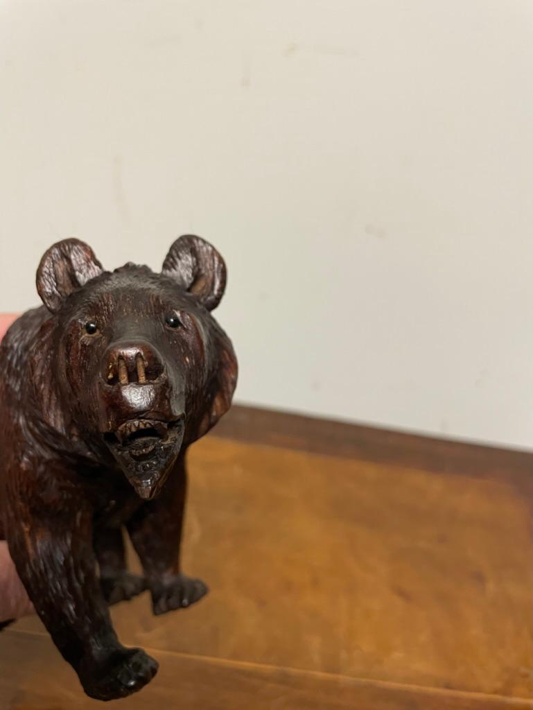 19th Century Swiss Black Forest Carved and Stained Walnut Bear 11