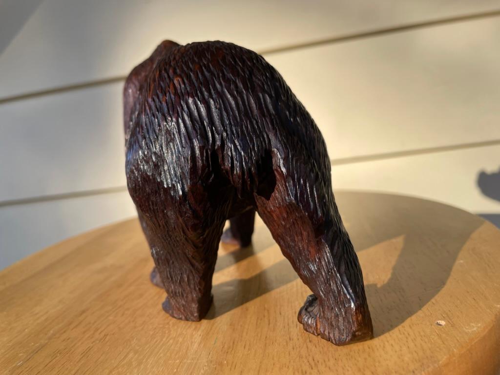 19th Century Swiss Black Forest Carved and Stained Walnut Bear For Sale 2