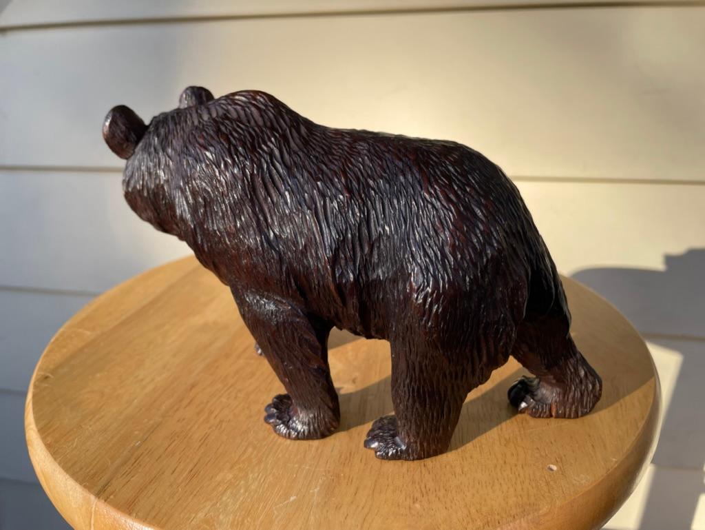 19th Century Swiss Black Forest Carved and Stained Walnut Bear For Sale 4