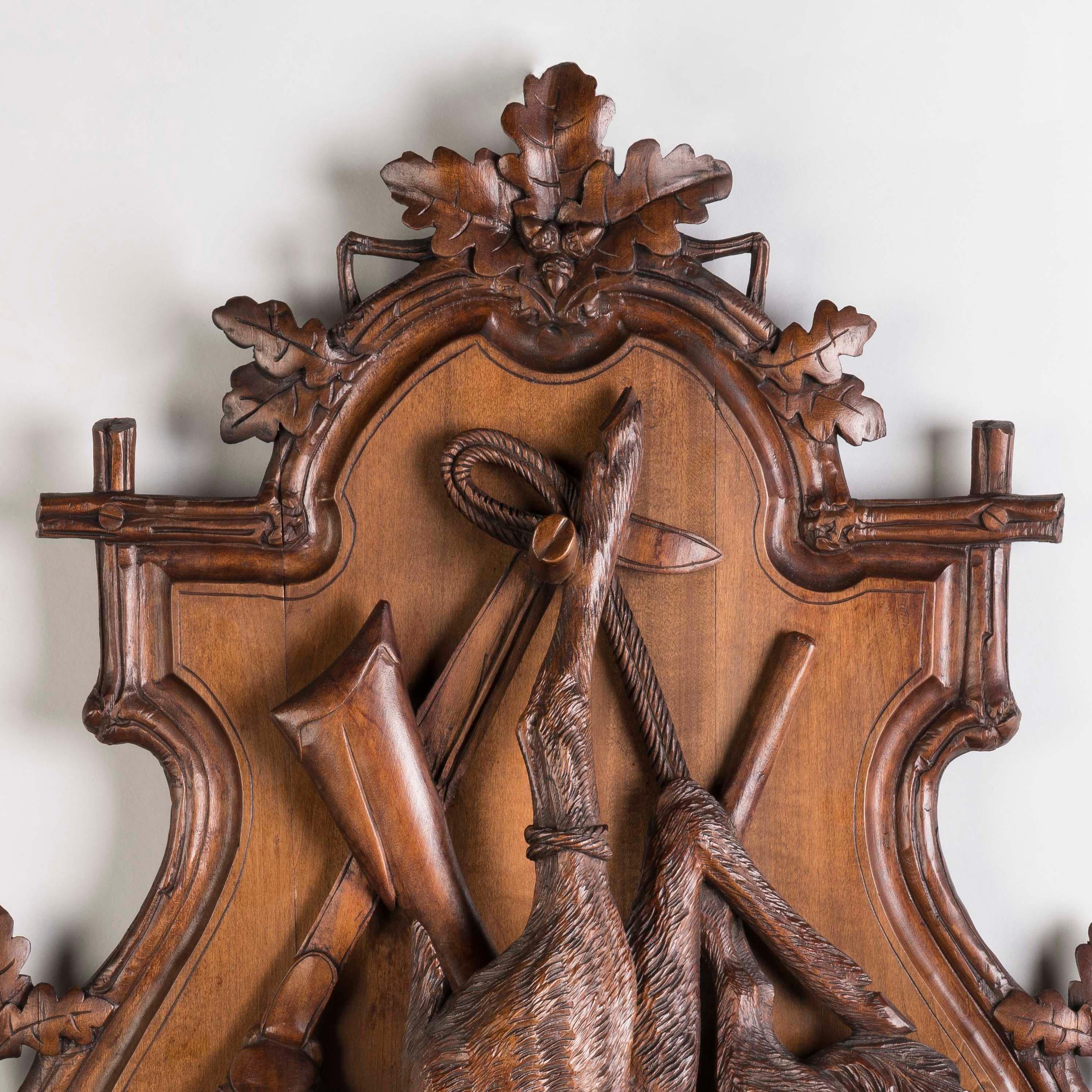 19th Century Swiss 'Black Forest' Carved Game Trophy Plaques For Sale 5