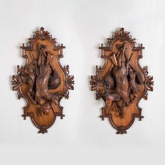 19th Century Swiss 'Black Forest' Carved Game Trophy Plaques