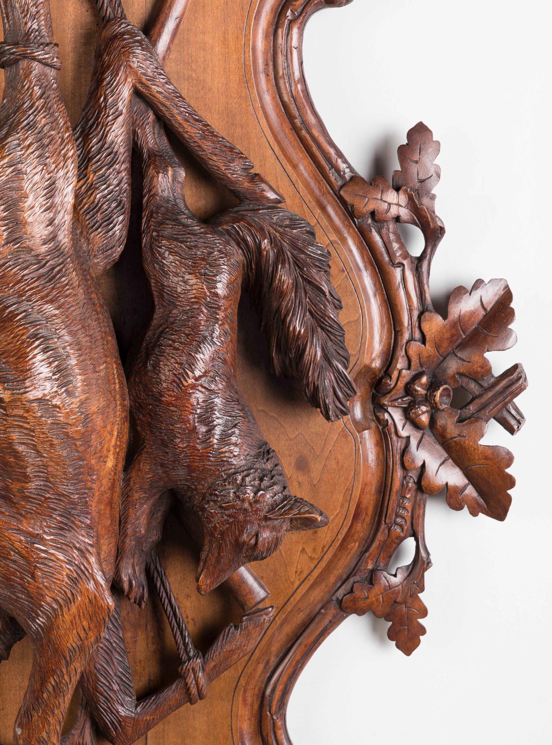 19th Century Swiss 'Black Forest' Carved Game Trophy Plaques For Sale 2