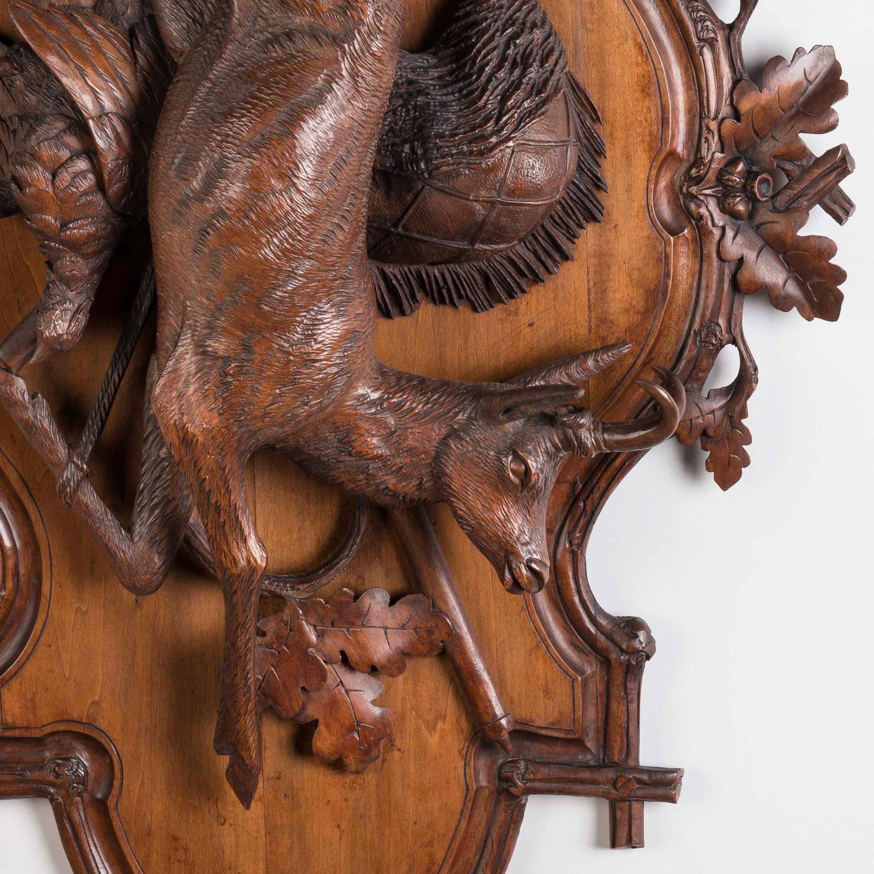 19th Century Swiss 'Black Forest' Carved Game Trophy Plaques For Sale 3