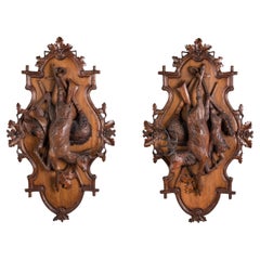 19th Century Swiss 'Black Forest' Carved Game Trophy Plaques