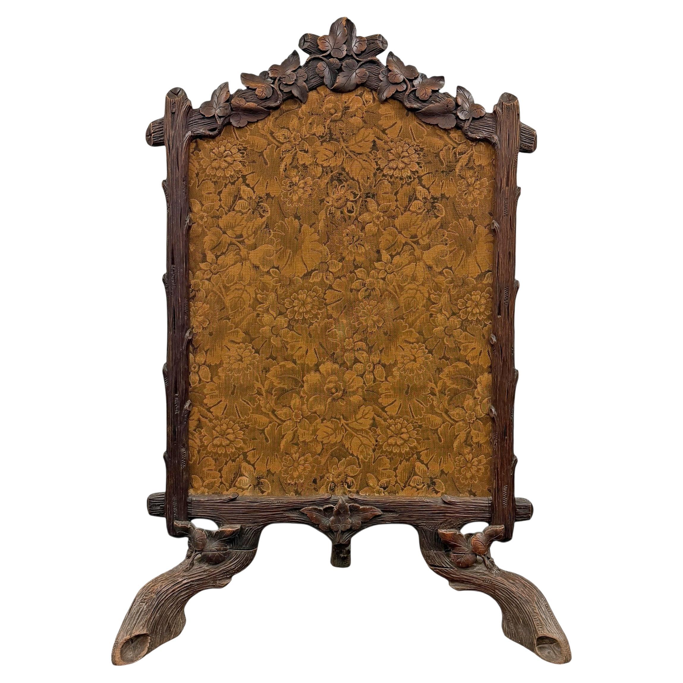19th Century Swiss Black Forest Fire Screen